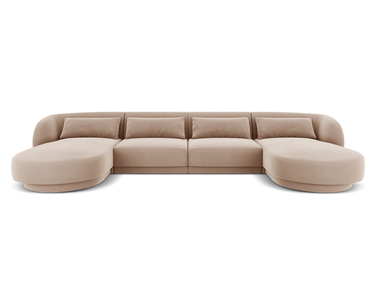 Coltar panoramic 5 locuri, Tulum, Cosmopolitan Design, 330x156x70 cm, catifea, bej - imagine 6